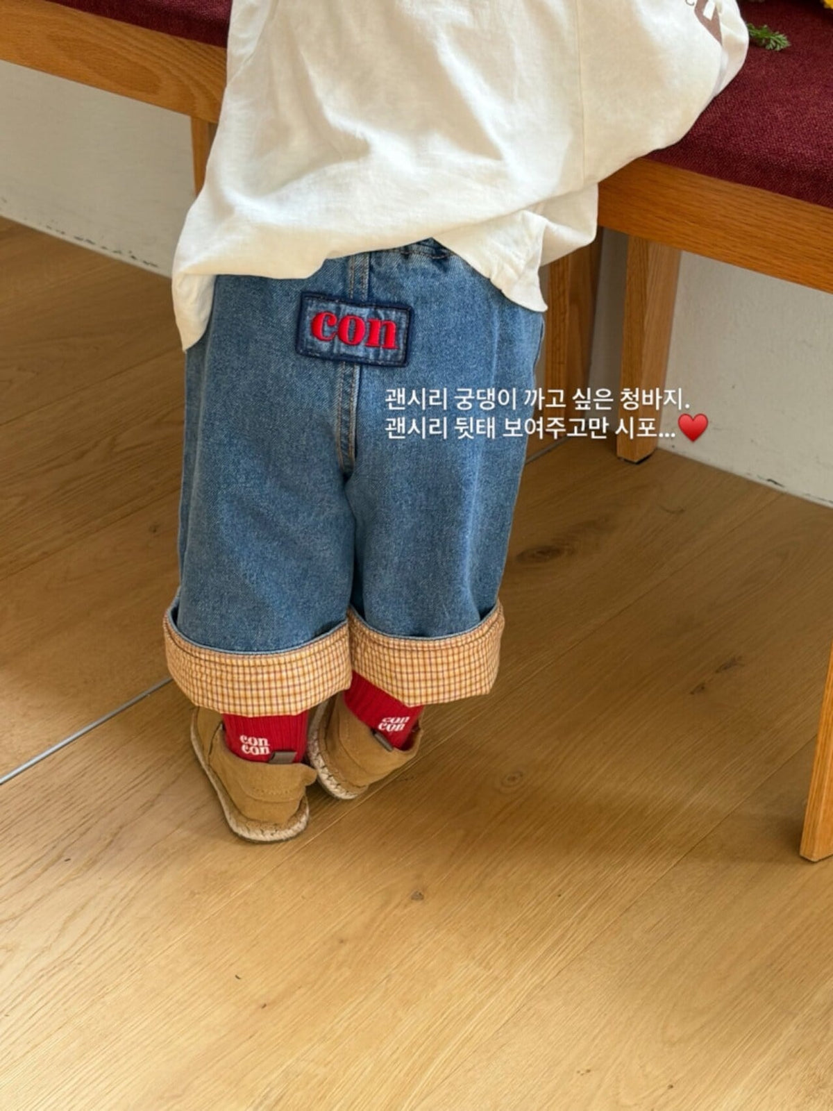 CON ウォッシュロールアッㇷ゚デニムパンツ