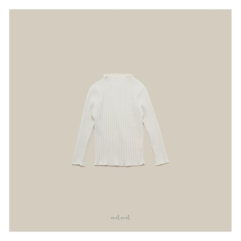 melmel モックネックリブロンT