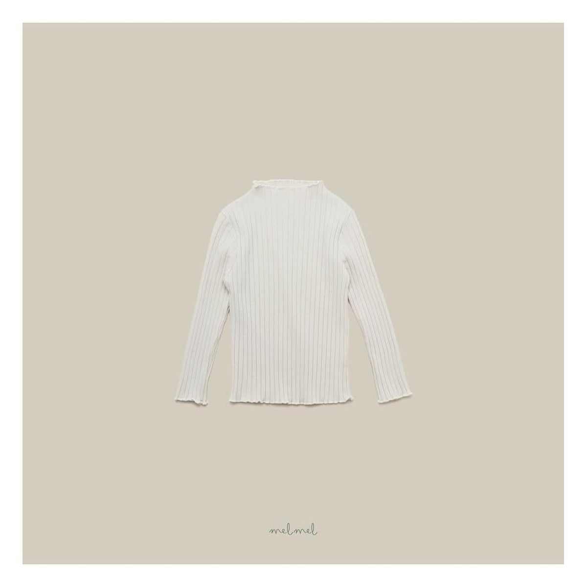 melmel モックネックリブロンT
