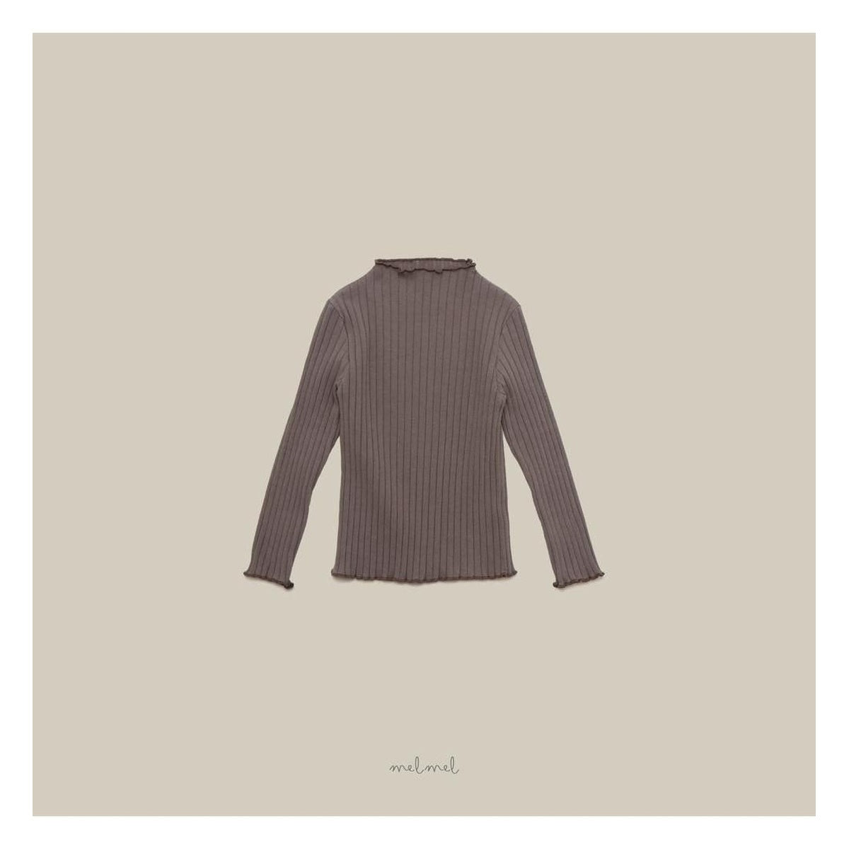 melmel モックネックリブロンT