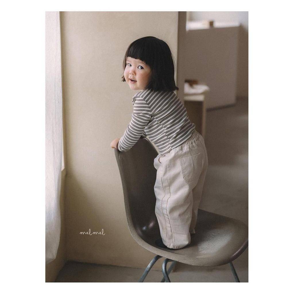 melmel 配色ボーダーTシャツ