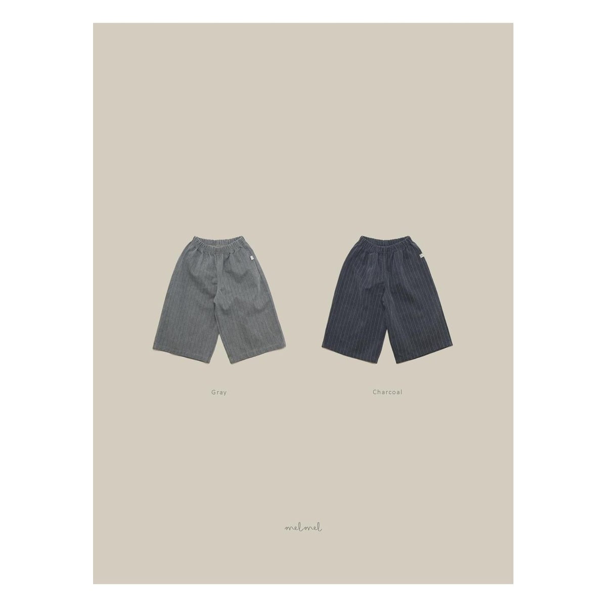 melmel ピグメントストライプワイドパンツ