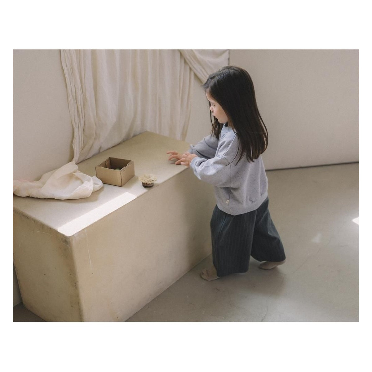 melmel ピグメントストライプワイドパンツ