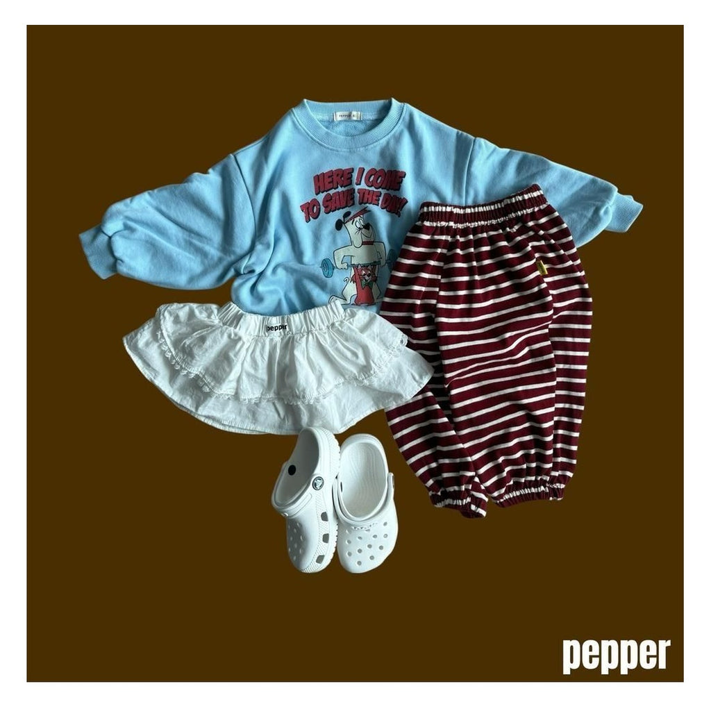PEPPER ストライプ柄ジョガーパンツ