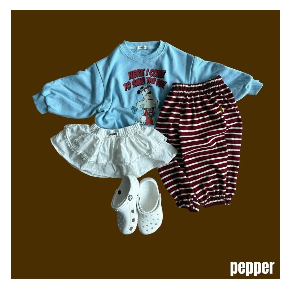 PEPPER ストライプ柄ジョガーパンツ