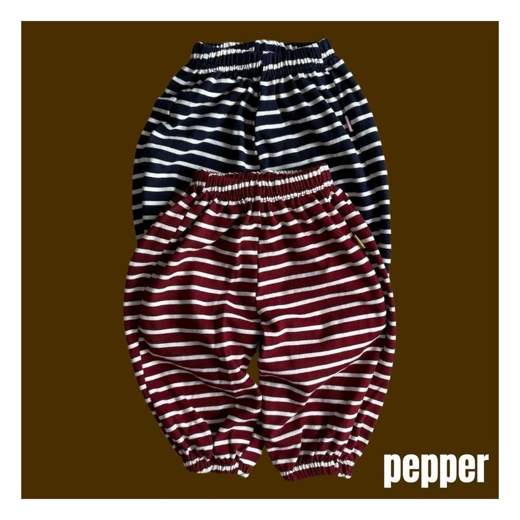 PEPPER ストライプ柄ジョガーパンツ