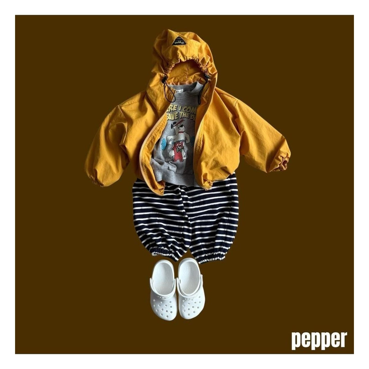 PEPPER ストライプ柄ジョガーパンツ