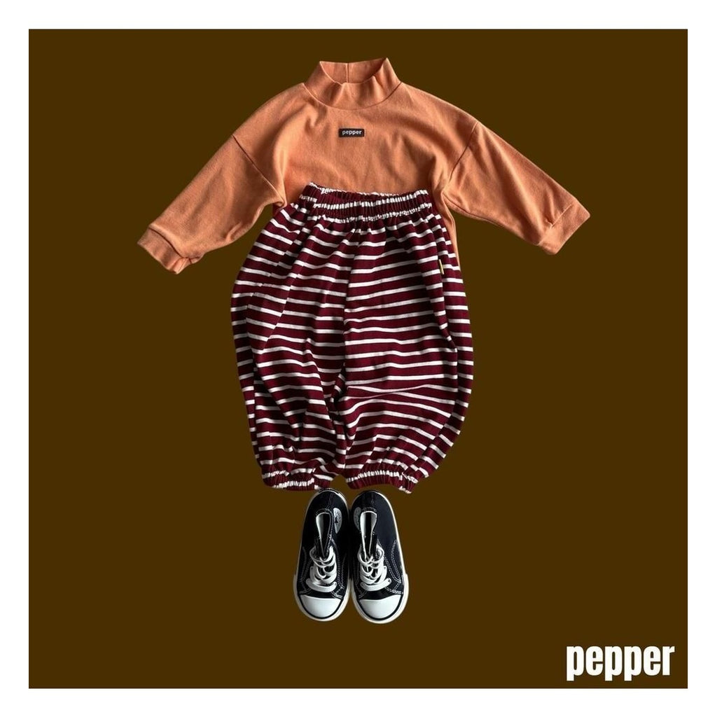PEPPER ストライプ柄ジョガーパンツ