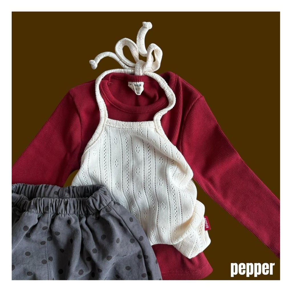 PEPPER ニットアイレットホルターキャミソール