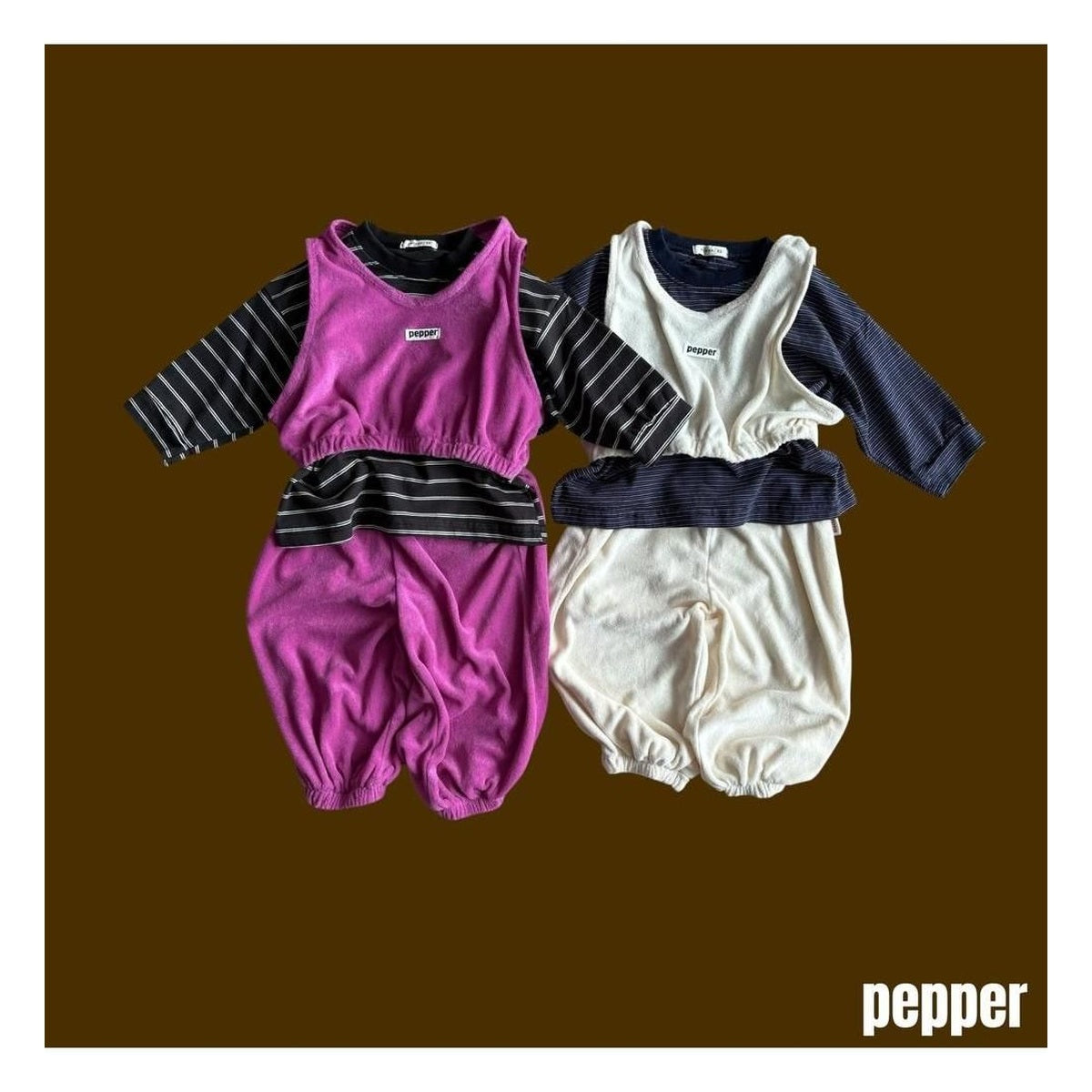 PEPPER ブルドッグ柄ボーダーTシャツ