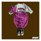 PEPPER ブルドッグ柄ボーダーTシャツ